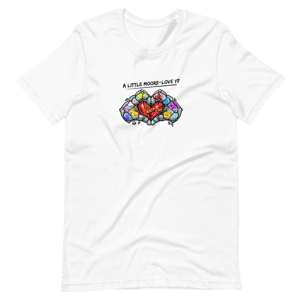 Moore-Love Hand (White) Unisex t-shirt